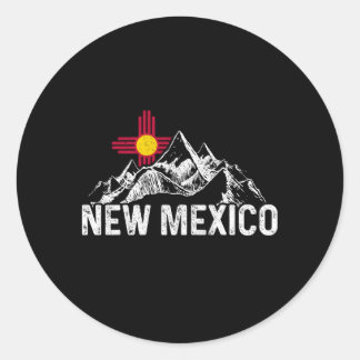 Neue mexikanische Flaggenberge stolz auf neues mex Runder Aufkleber