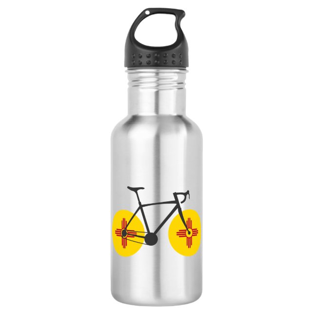 Neue Mexiko-Flagge Radfahren Edelstahlflasche (Vorderseite)