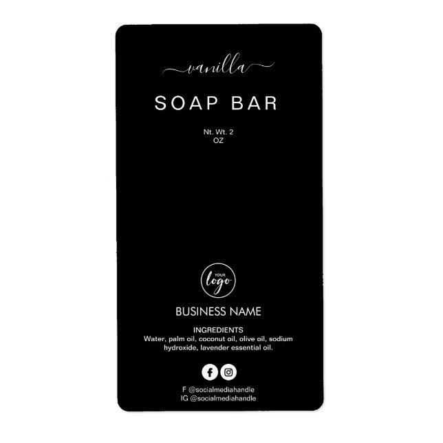 Neue Minimalistische Black Soap Bar Product Labels (Vorne)