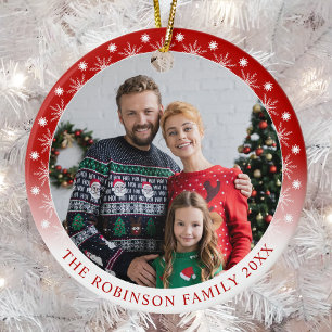 Neue moderne, doppelseitige Schneeflocken mit zwei Keramik Ornament