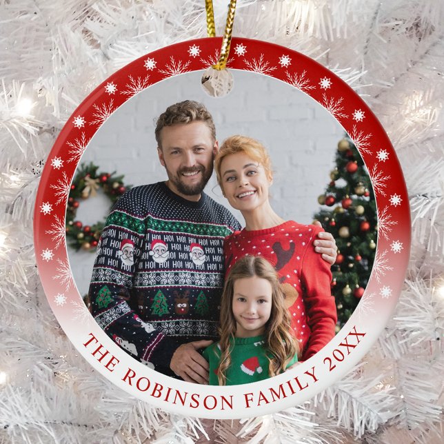 Neue moderne, doppelseitige Schneeflocken mit zwei Keramik Ornament (Double sided, two photo.)