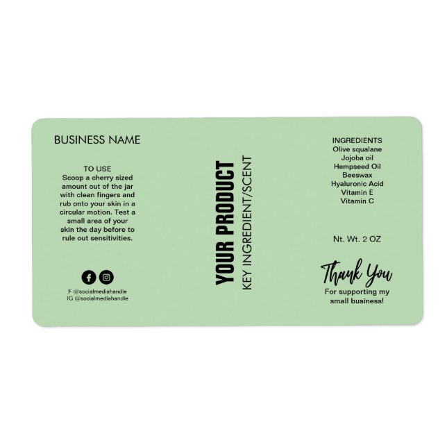 Neue moderne Minze Body Butter Jar Labels (Vorne)