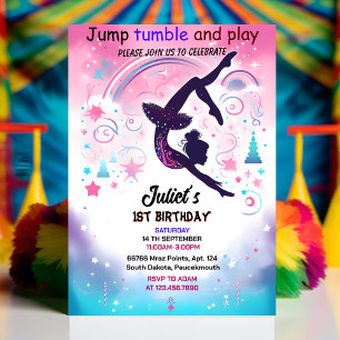 Neue moderne niedlich-pink Girl Gymnastik 10. Gebu Einladung