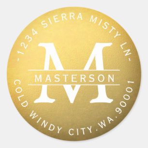 Neue monogramm-Gold-Circle-Rücksendeadresse Runder Aufkleber