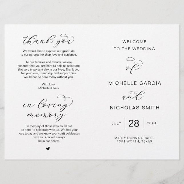 Neue Mr. und Mrs., Foldable Wedding Programs (Vorderseite)
