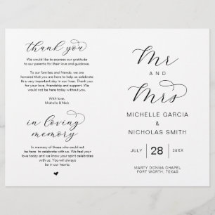 Neue Mr. und Mrs., Foldable Wedding Programs