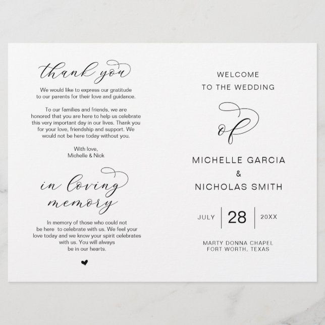 Neue Mr. und Mrs., Foldable Wedding Programs (Vorderseite)