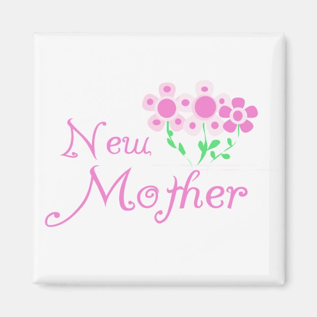 Neue Mütter Rosa Blume T - Shirt und Geschenke Magnet (Vorne)
