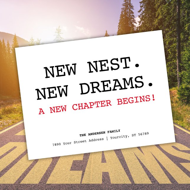 Neue Nestadresse Einfache Minimalistische Bewegung Ankündigungspostkarte (New Nest Address Simple Minimalist Moving Announcement Postcard)