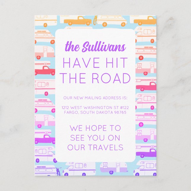 NEUE NOMAD ADDRESS Camper Trailer Vanlife RV Postkarte (Vorderseite)