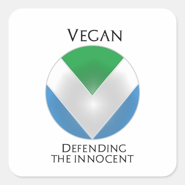 NEUE OFFIZIELLE VEGANE FLAG: SCHIELDEFENDER QUADRATISCHER AUFKLEBER (Vorderseite)