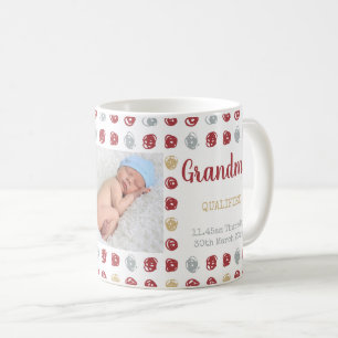 Neue Oma - 2 Fotos und individuelle Baby-Geburtsst Kaffeetasse