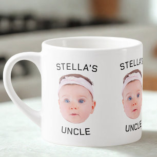Neue Onkel-Geschenke-Tasse, Custom Baby-Face-Foto- Espressotasse