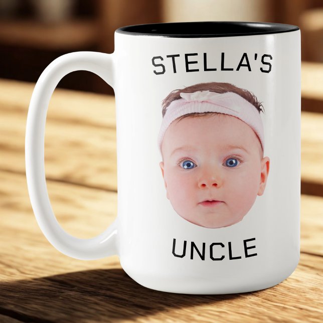 Neue Onkel-Geschenke-Tasse, Custom Baby-Face-Foto- Zweifarbige Tasse (Von Creator hochgeladen)