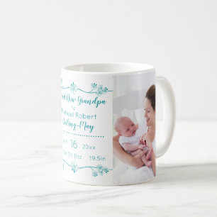 Neue Opa-Fotos & Geburtsstatistiken - Grün und Wei Kaffeetasse