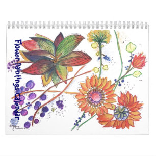Neue orange und lila Blumen-Malereien Kalender