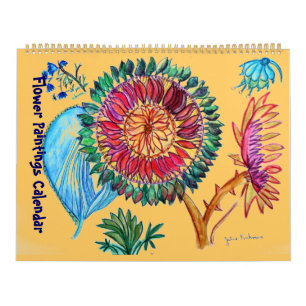 Neue Orangefarbene und lila Blume Kalender