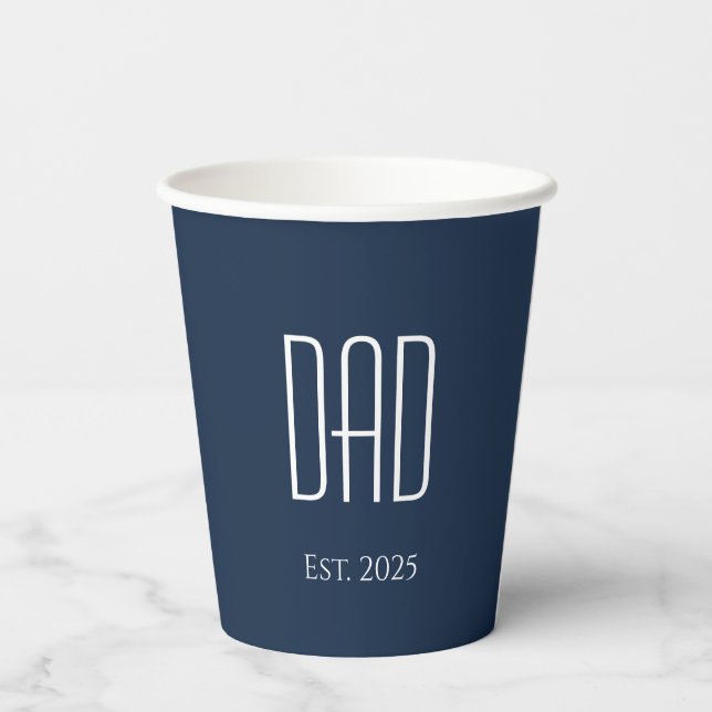 Neue Papa Vatertag einfache Blue Paper Cups Pappbecher (Rückseite)