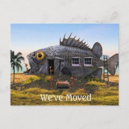 Neue Postkarte mit Fisch und Ameisen am Strand