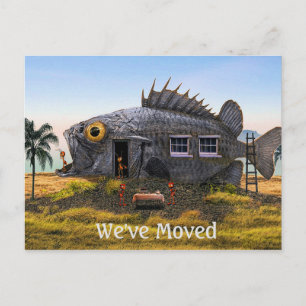 Neue Postkarte mit Fisch und Ameisen am Strand