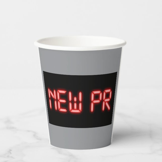 Neue PR Laufmeilenstein Roter Neon-Digital-Effekt  Pappbecher (Vorderseite)