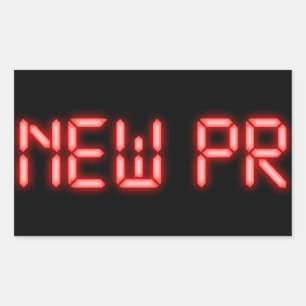 Neue PR Laufmeilenstein Rotes Neon-Digital-Effekt Rechteckiger Aufkleber