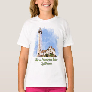 Neue Presque Isle Leuchtturm-Wasserfarbe - Michiga T-Shirt
