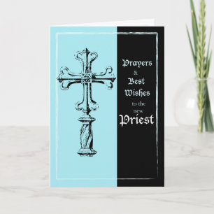 Neue Priester-Ordination Gratulationen Cross auf B Karte