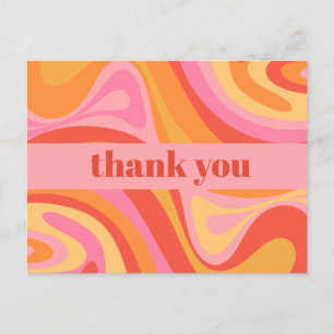 Neue Retro-Groove-Abstrakte Pink Orange Danke Postkarte