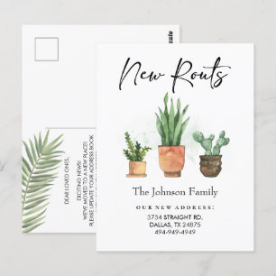 Neue Roots-Adresse Wir haben neue Zuhause verschob Postkarte