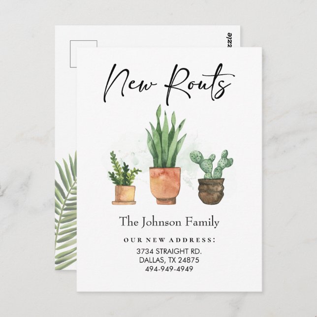 Neue Roots-Adresse Wir haben neue Zuhause verschob Postkarte (Vorne/Hinten)