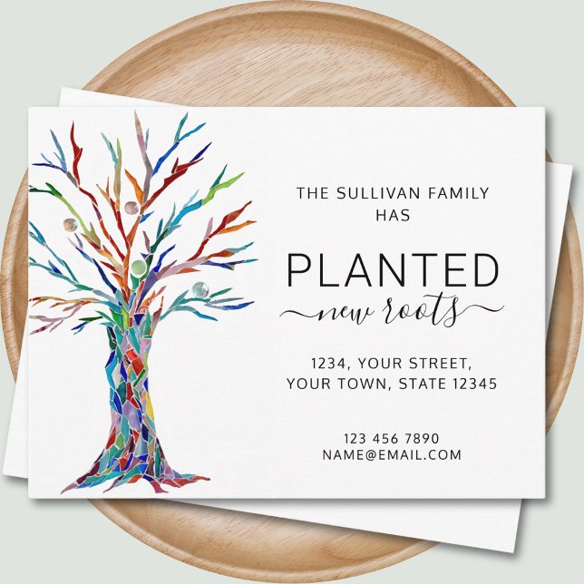 Neue Roots Tree Moving Ankündigung Postkarte (Von Creator hochgeladen)