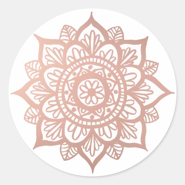 Neue Rose Gold Mandala Sticker (Vorderseite)