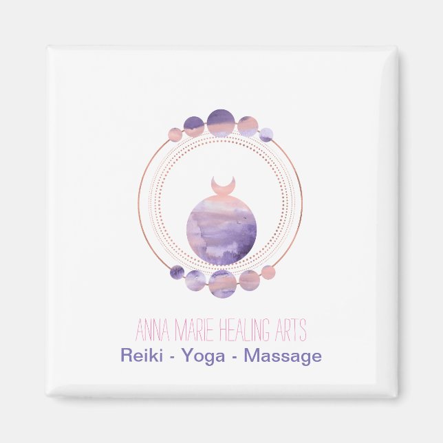 Neue Rose Gold Rosa Lila Heilige Geometrie Magnet (Vorne)