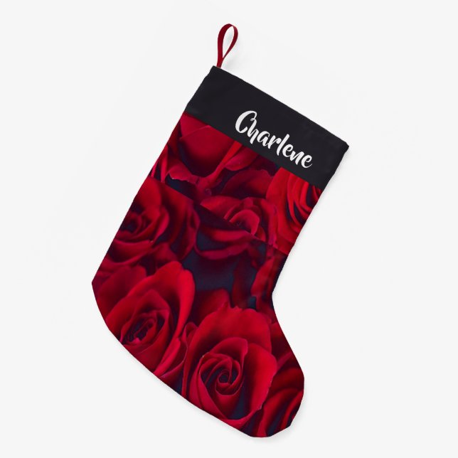 Neue rote Rosen Kleiner Weihnachtsstrumpf (Vorderansicht (hängend))