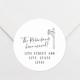 Neue Rücksendeadresse für Ankündigungen von Adress Runder Aufkleber