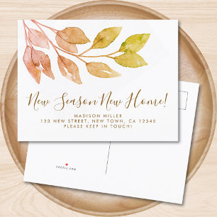 Neue Saison Neue Zuhause Fall Foliage Moving Ankündigungspostkarte