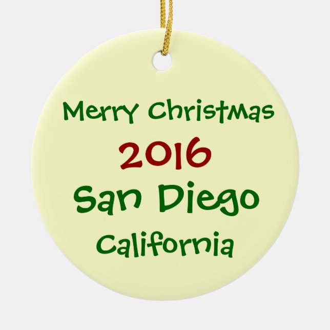 NEUE San Diego Kalifornien WEIHNACHTSverzierung Keramikornament (Vorne)