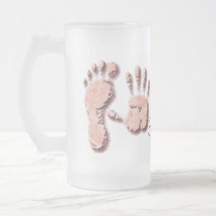 Neue Säugling-Hand-Fußabdruck Mattglas Bierglas
