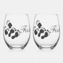 Neue Säugling-Hand-Fußabdruck Weinglas Ohne Stiel