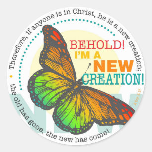 Neue Schmetterlingstickerei Runder Aufkleber