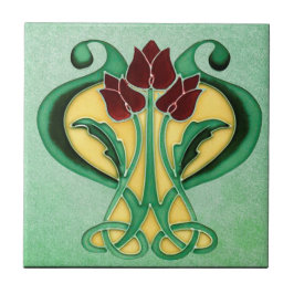 Neue schöne Art Nouveau, grüne Blume Fliese