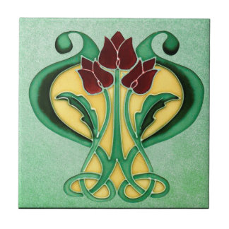 Neue schöne Art Nouveau, grüne Blume Fliese