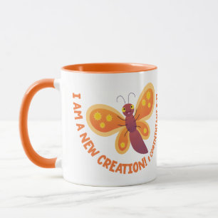 Neue Schöpfung süßer Schmetterling Cartoon Bibelve Tasse