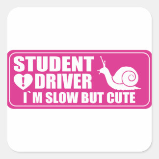 Neue Schülerfahrer Warnzeichen rosa Quadratischer Aufkleber