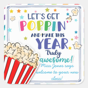 neue Schuljahre lasse Poppin-Lehrerklasse Quadratischer Aufkleber