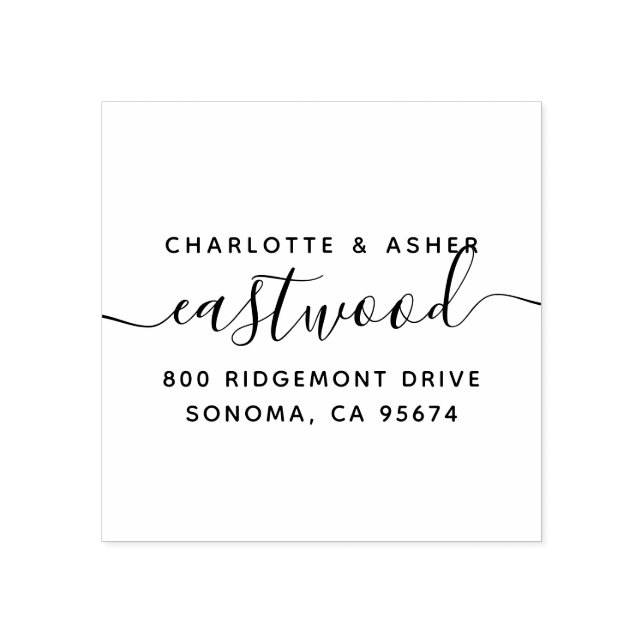 Neue Script Monogram-Rücksendeadresse Gummistempel (Prägung)