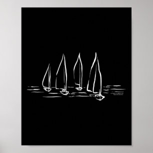 Neue Segelboote auf offenem Wasser, nautisches Seg Poster
