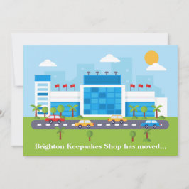 Neue Shop-Adresse Niedliche Einkaufshallen bewegen Ankündigung