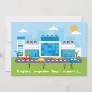 Neue Shop-Adresse Niedliche Einkaufshallen bewegen Ankündigung